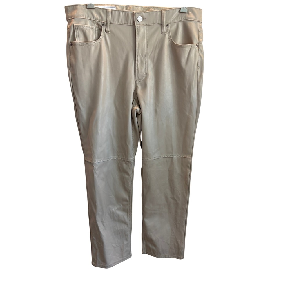 Gap Cheeky Straight High Rise Faux Leather Pants Beige Tan 16RS 33 Regular